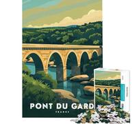 Rompecabezas de 1000 Piezas para Adultos Regalo de Pont Du Gard Francia para Juego Educativo Juguete Juego Intelectual Obra de Arte Regalo para Actividades Familiares (tamaño 50x75cm)