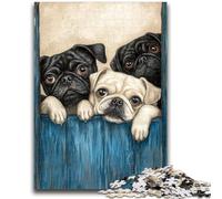 Rompecabezas de 1000 Piezas para Adultos, Regalo de Pug, Juguete Educativo para aliviar el estrés, Regalo para Amigos y Familiares, 50x75cm