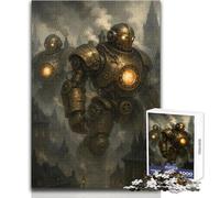 Rompecabezas de 1000 Piezas para Adultos, Regalo de Robots Steampunk sobre un Paisaje Urbano, Juego Educativo Familiar, desafío difícil, Ideas de Regalo, tamaño 50x75cm