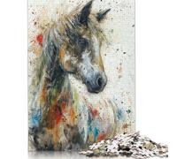 Rompecabezas de 1000 Piezas para Adultos, Regalo de Rompecabezas Ecuestre salpicado para Adultos y Adolescentes, Juguetes de Entretenimiento Familiar, 1000 Piezas (75 x 50 cm)