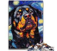 Rompecabezas de 1000 Piezas para Adultos, Regalo de Rottweiler Night Sky, Juego desafiante, Toda la Familia, 26x38cm