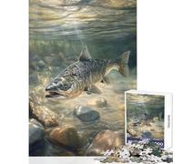 Rompecabezas de 1000 Piezas para Adultos Regalo de salmón en el río Juguete para decoración de Pared Gran Regalo Juegos educativos Interesante reducción del estrés tamaño 50x75cm