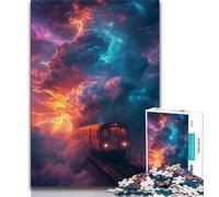 Rompecabezas de 1000 Piezas para Adultos Regalo de Tren arcoíris para Adolescentes Juego de Preguntas decoración de Pared cumpleaños y Navidad 75x50cm