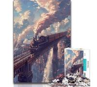 Rompecabezas de 1000 Piezas para Adultos, Regalo de Tren de Vapor en el Puente, Rompecabezas para Adolescentes, Interesante interacción Entre Padres e Hijos para Reducir el estrés (tamaño 38x26cm)