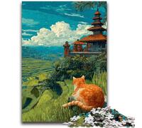 Rompecabezas de 1000 Piezas para Adultos, Regalo de un Hermoso Gato Naranja, Juguete Educativo para aliviar el estrés, Regalo para Amigos y Familiares, 26x38cm