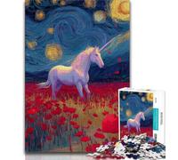 Rompecabezas de 1000 Piezas para Adultos, Regalo de Unicornio Misterioso, para aliviar el estrés y Matar el Tiempo en casa, con póster y Hoja de Trivia a Juego (38x26cm)
