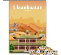 Rompecabezas de 1000 Piezas para Adultos, Regalo de Viaje a Ulán Bator, Juguetes de Entretenimiento Familiar con póster y Hoja de Trivia a Juego (50x75cm) 1000 Piezas
