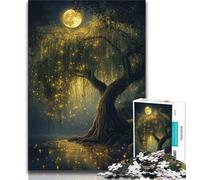 Rompecabezas de 1000 Piezas para Adultos, Regalo de Willow Tree Under The Moon, Juego Familiar para aliviar el estrés, desafío difícil, Mejora el Amor en Pareja (38x26cm)