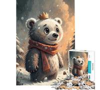 Rompecabezas de 1000 Piezas para Adultos Regalo del Rey Oso de Invierno Juego Educativo Juguete Juego Intelectual Obra de Arte Regalo para Actividades Familiares (tamaño 38x26cm)