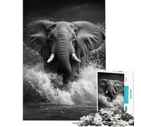 Rompecabezas de 1000 Piezas para Adultos Regalo Elefante diversión en casa Juego para Mejorar la Memoria y ejercitar la Mente para Mayores de 14 años (38x26cm)