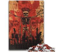 Rompecabezas de 1000 Piezas para Adultos, Regalo Estilo Basquiat, Esqueleto del Rey, antiestrés, Vacaciones en casa, Lista de Deseos con Papá Noel, 50x75cm