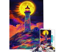 Rompecabezas de 1000 Piezas para Adultos Regalo Faro Luna Llena Juego práctico Juego desafiante Juguetes Regalos de cumpleaños difícil (tamaño 50x75cm)