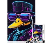 Rompecabezas de 1000 Piezas para Adultos Regalo Genial diseño de Pato neón ciberpunk decoración del hogar Juguetes geniales Juego práctico Cada Pieza es única Tamaño: 38x26cm