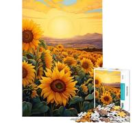 Rompecabezas de 1000 Piezas para Adultos Regalo Girasol Amanecer diversión en casa Actividades Montaje de Patrones Juguetes DIY para Mayores de 14 años 38x26cm
