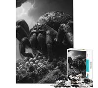 Rompecabezas de 1000 piezas para adultos Regalo ideal Araña gigante monocromática con huevos Difícil y desafiante Decoración artística para el hogar Juguete educativo para mayores de 14 años (50x75cm)