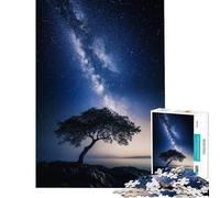 Rompecabezas de 1000 Piezas para Adultos Regalo Ideal Cielo Estrellado Árbol Solitario Rompecabezas para Adultos Patrón de Montaje cumpleaños Navidad Amigos y Familiares 50x75cm
