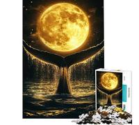 Rompecabezas de 1000 Piezas para Adultos Regalo Ideal Cola de Ballena bajo la Luna Llena Un Reto difícil de completar Juego Familiar para Mayores de 14 años (38x52cm)