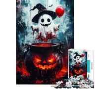 Rompecabezas de 1000 Piezas para Adultos Regalo Ideal para Halloween Fantasma con caldero Rompecabezas para Adultos Juguetes de Bricolaje Análisis y lógica Gran Regalo para los Amantes de los Juegos