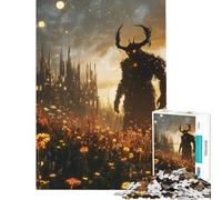 Rompecabezas de 1000 Piezas para Adultos Regalo Ideal Silueta de un Demonio en un Campo Ayuda a ejercitar el Cerebro Divertido y entretenido Juego Educativo para Mayores de 14 años (38x52cm)