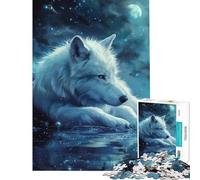 Rompecabezas de 1000 Piezas para Adultos Regalo Lobo Blanco Solitario Juego Educativo Juguete Juego Intelectual Obra de Arte Regalo para Actividades Familiares (tamaño 50x75cm)