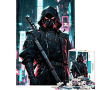 Rompecabezas de 1000 Piezas para Adultos Regalo Ninja ciberpunk en Paisaje Urbano neón difícil y desafiante decoración para el hogar Juguete Educativo para Mayores de 14 años (38x52cm)