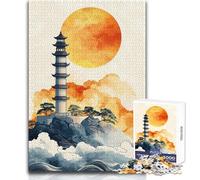 Rompecabezas de 1000 Piezas para Adultos, Regalo, Pagoda, Atardecer, Relajante, Divertido, para Pasar el Tiempo Libre, Juguete de Corte preciso de Primera Calidad, tamaño 50x75cm