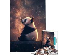 Rompecabezas de 1000 Piezas para Adultos Regalo Panda bajo la luz de Las Estrellas Juego práctico para Adultos decoración del hogar Regalo de cumpleaños (tamaño 50x75cm)