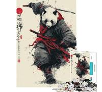 Rompecabezas de 1000 Piezas para Adultos Regalo Panda Guerrero samurái Arte Juguete Educativo de 1000 Piezas Corte de precisión cumpleaños (75x50cm)