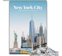 Rompecabezas de 1000 Piezas para Adultos,Regalo para Viajar a Nueva York de día,para Mayores de 14 años,Ideal para Parejas,Actividades Divertidas en casa,Regalo de cumpleaños,Regalo de Viaje,26x38cm