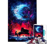 Rompecabezas de 1000 Piezas para Adultos Regalo Piano bajo una Luna cósmica Rompecabezas de Juguete para Adultos decoración de Pared Regalos para Amigos y Familiares (tamaño 50x75cm)