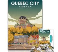 Rompecabezas de 1000 Piezas para Adultos, Regalo, póster de Viaje de la Ciudad de Quebec, diseño Vibrante y único, Experiencia Relajante y desafiante (75x50cm)