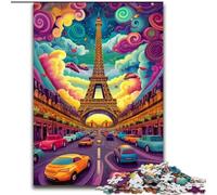 Rompecabezas de 1000 Piezas para Adultos, Regalo psicodélico de la Torre Eiffel Juego Familiar antiestrés, desafío difícil Una Obra de Arte para Mayores de 14 años tamaño 26x38cm