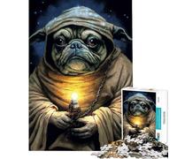 Rompecabezas de 1000 Piezas para Adultos Regalo Pug Monk Juguetes antiestrés patrón de Montaje Gran Regalo para los Amantes de los Juegos (tamaño 50x75cm)