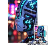 Rompecabezas de 1000 Piezas para Adultos Regalo Retrato Femenino Cyberpunk Juguete Educativo decoración de Pared Obra de Arte (tamaño 38x52cm)