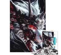 Rompecabezas de 1000 Piezas para Adultos Regalo Rompecabezas de Lobo ornamentado con Ojos Rojos Juego de ingenio decoración de Pared Regalos para Amigos y Familiares (tamaño 38x26cm)