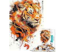 Rompecabezas de 1000 Piezas para Adultos Regalo Rompecabezas Splatter Tiger para Adultos Juego Familiar análisis y desafío Educativo de lógica (tamaño 38x26cm)