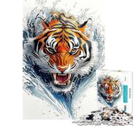 Rompecabezas de 1000 Piezas para Adultos Regalo Rompecabezas Tiger Splash Juego de ingenio Ideal para Pasar el Tiempo en casa Regalo de cumpleaños (tamaño 38x26cm)