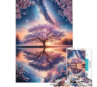 Rompecabezas de 1000 Piezas para Adultos Regalo Santuario de Sakura bajo Las Estrellas Juego práctico para Adultos decoración del hogar Regalo de cumpleaños (tamaño 38x52cm)