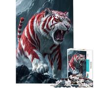 Rompecabezas de 1000 Piezas para Adultos Regalo Tigre místico Rojo y Blanco difícil y desafiante decoración para el hogar Juguete Educativo para Mayores de 14 años (50x75cm)
