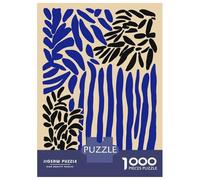 Rompecabezas De 1000 Piezas para Adultos, Regalos Abstract Blue and Black Botanical Art Rompecabezas Juego De Ingenio Desafío Educativo De Corte De Precisión 38x26cm/1000pcs