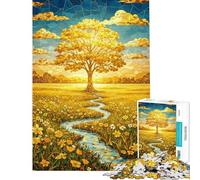 Rompecabezas de 1000 Piezas para Adultos Regalos Árbol Dorado Mosaico jardín Rompecabezas Divertido para Adultos Mejora la Memoria Un Reto para completar (tamaño 50x75cm)