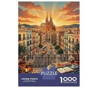 Rompecabezas De 1000 Piezas para Adultos, Regalos Barcelona Cityscape with Sagrada Familia Rompecabezas Juego De Ingenio Desafío Educativo De Corte De Precisión 70x50cm/1000pcs