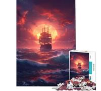 Rompecabezas de 1000 Piezas para Adultos Regalos Barco Pirata Paisaje Un desafío para completar Juego Familiar para Mayores de 14 años Juego de Rompecabezas Incluido (38x26cm)