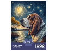 Rompecabezas De 1000 Piezas Para Adultos, Regalos Basset Hound Under A Starry Night Sky Rompecabezas Para Adultos, Juguetes Antiestrés, Desafío Educativo De Carrera De Velocidad Manual 70x50cm/1000pcs