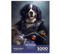 Rompecabezas De 1000 Piezas para Adultos, Regalos Bernese Mountain Dog Biker Rompecabezas para Adultos, Juguetes Antiestrés, Decoración del Hogar, Desafío Educativo 52x38cm/1000pcs