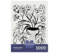 Rompecabezas De 1000 Piezas para Adultos, Regalos Black and White Floral Vase Illustration Rompecabezas para Adultos, Juguetes Antiestrés, Decoración del Hogar, Desafío Educativo 38x26cm/1000pcs
