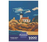 Rompecabezas De 1000 Piezas para Adultos, Regalos Bretagne Coastal Lighthouse Illustration Rompecabezas para Adultos, Juego De Ingenio, Alivio del Estrés, Gran Regalo para Jugar 52x38cm/1000pcs