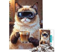 Rompecabezas de 1000 Piezas para Adultos Regalos café y Realidad Virtual para Juegos educativos Juguete de desafío Juego Educativo decoración de Pared Obra de Arte Regalo (tamaño 38x52cm)