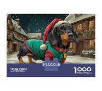 Rompecabezas De 1000 Piezas para Adultos, Regalos Christmas Dachshund in Snowy Village Rompecabezas para Adultos, Juego De Ingenio, Alivio del Estrés, Gran Regalo para Jugar 52x38cm/1000pcs