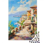 Rompecabezas De 1000 Piezas para Adultos, Regalos Coastal Mediterranean Village Scene -2 Rompecabezas para Adultos, Juegos Relajantes, Desafío Difícil, Regalo De Cumpleaños, Regalos, 38x26cm/1000pcs